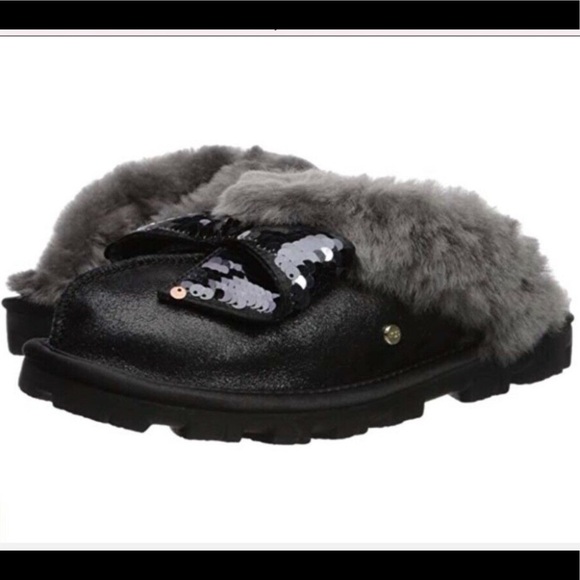 coquette sequin bow slipper